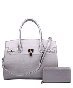 Fashion Padlock 2in1 Satchel WU1096W PEWTER